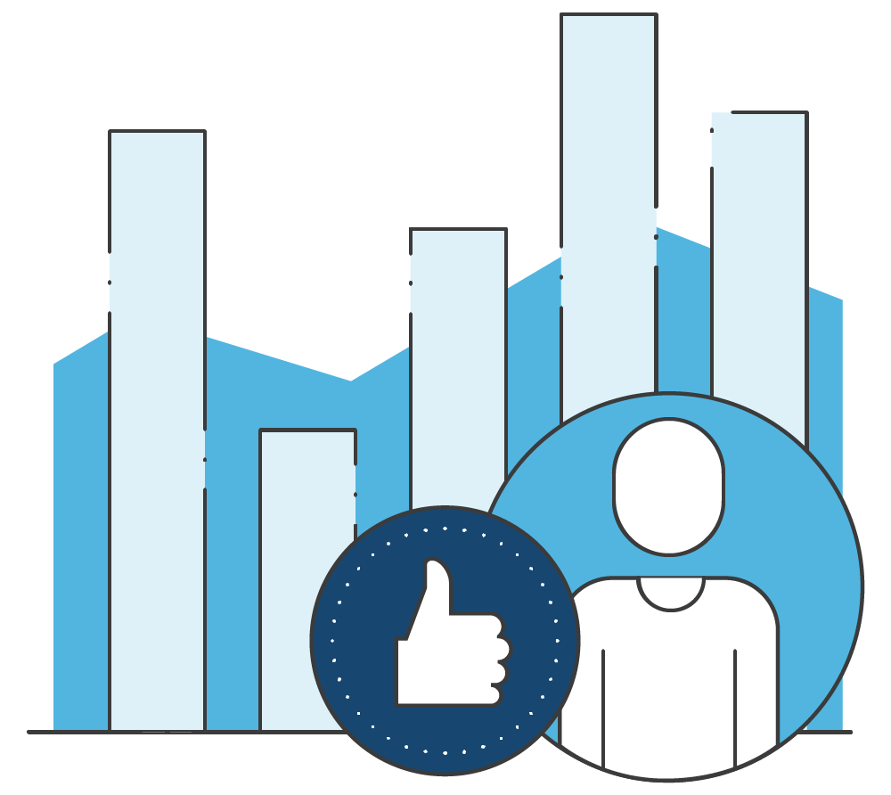 Illustrated partners bar graph graphic
